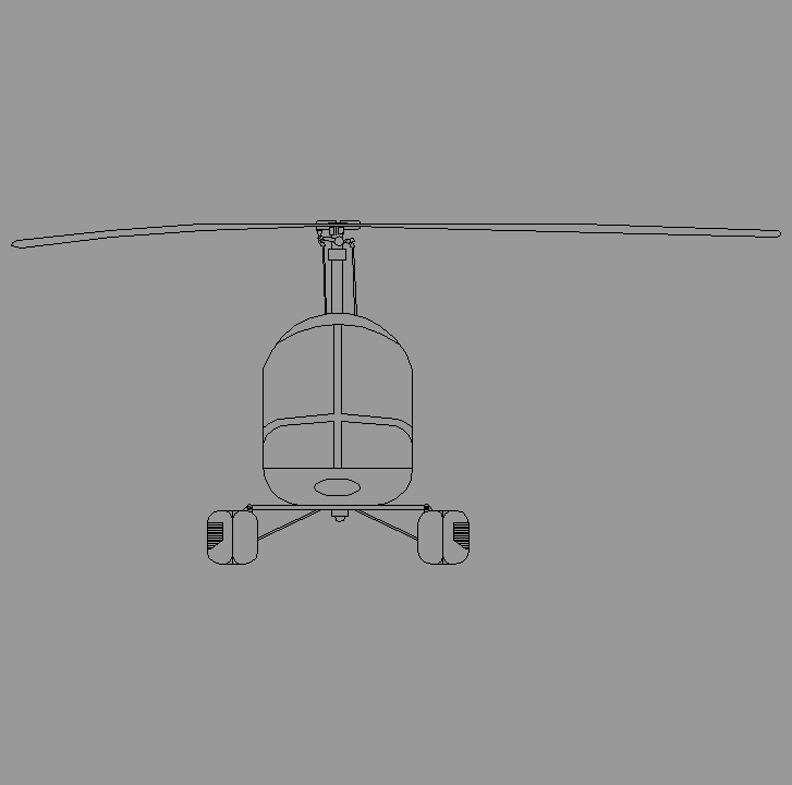 Bloque Autocad Vista de Helicóptero ligero en Alzado